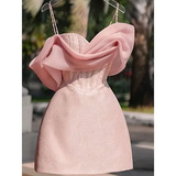 Off-Shoulder Beaded Ruched Satin A-Line Mini Homecoming Dress HZ1024