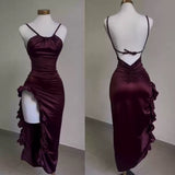 Vintage High Low Halter Burgundy Birthday Outfits Homecoming Dress HZ1024