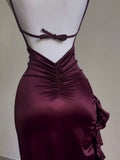 Vintage High Low Halter Burgundy Birthday Outfits Homecoming Dress HZ1024