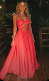 Pretty A line Sweetheart Pink Fold Long Prom Dresses Formal Evening Dress HZ1024