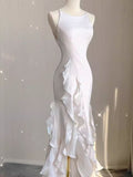 Vintage High Low White Chiffon Wedding Dresses HZ1024
