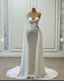 Elegant One Shoulder Luxury Wedding Dresses For Women Beaded Peals HZ1024