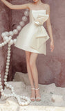 Simple Sheath Strapless Ivory Satin Homecoming Dress HZ1024