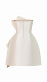Simple Sheath Strapless Ivory Satin Homecoming Dress HZ1024