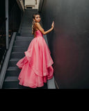 Pretty Light Pink A Line Strapless Organza Prom Dress Long Prom Dresses HZ1024