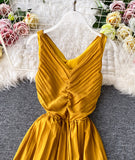 Simple V-neck Dress Sleeveless Dress HZ1022