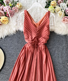 Simple V-neck Dress Sleeveless Dress HZ1022