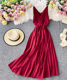 Simple V-neck Dress Sleeveless Dress HZ1022