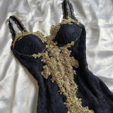 Elegant High Low Straps Black Chiffon Lace Prom Dresses Ruffles Evening Dress HZ1024